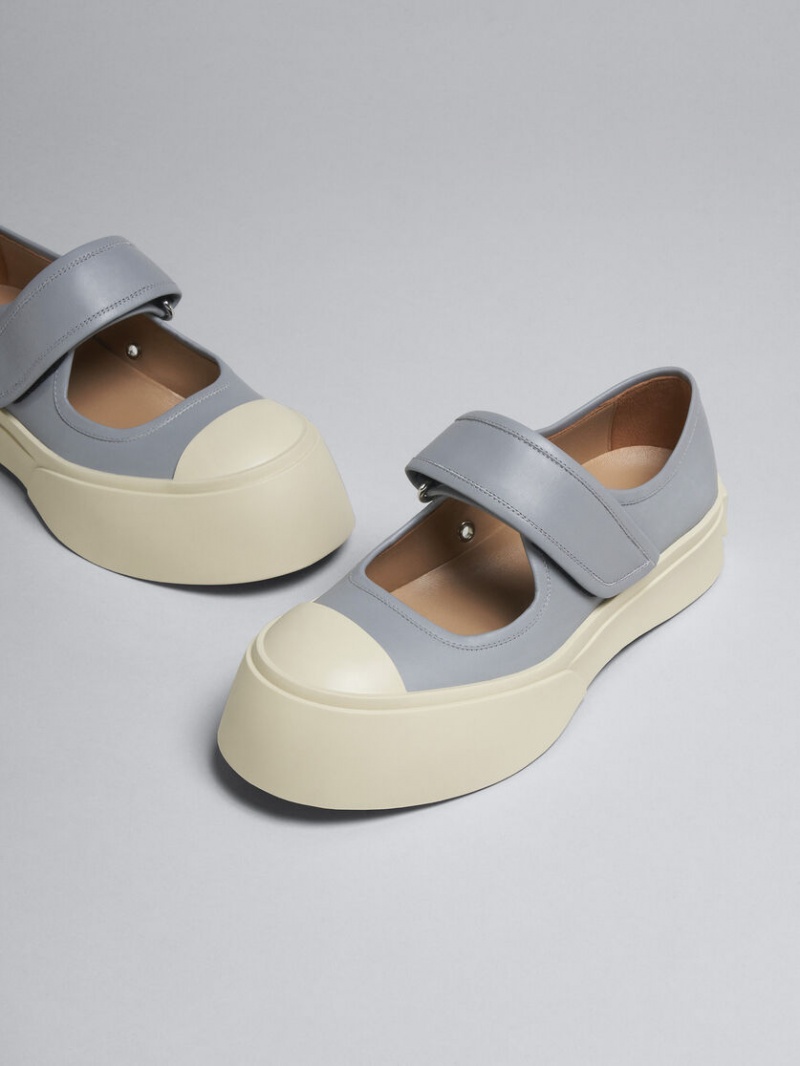 Marni Cuero Mary Jane Sneaker Grises | EMXVG67291