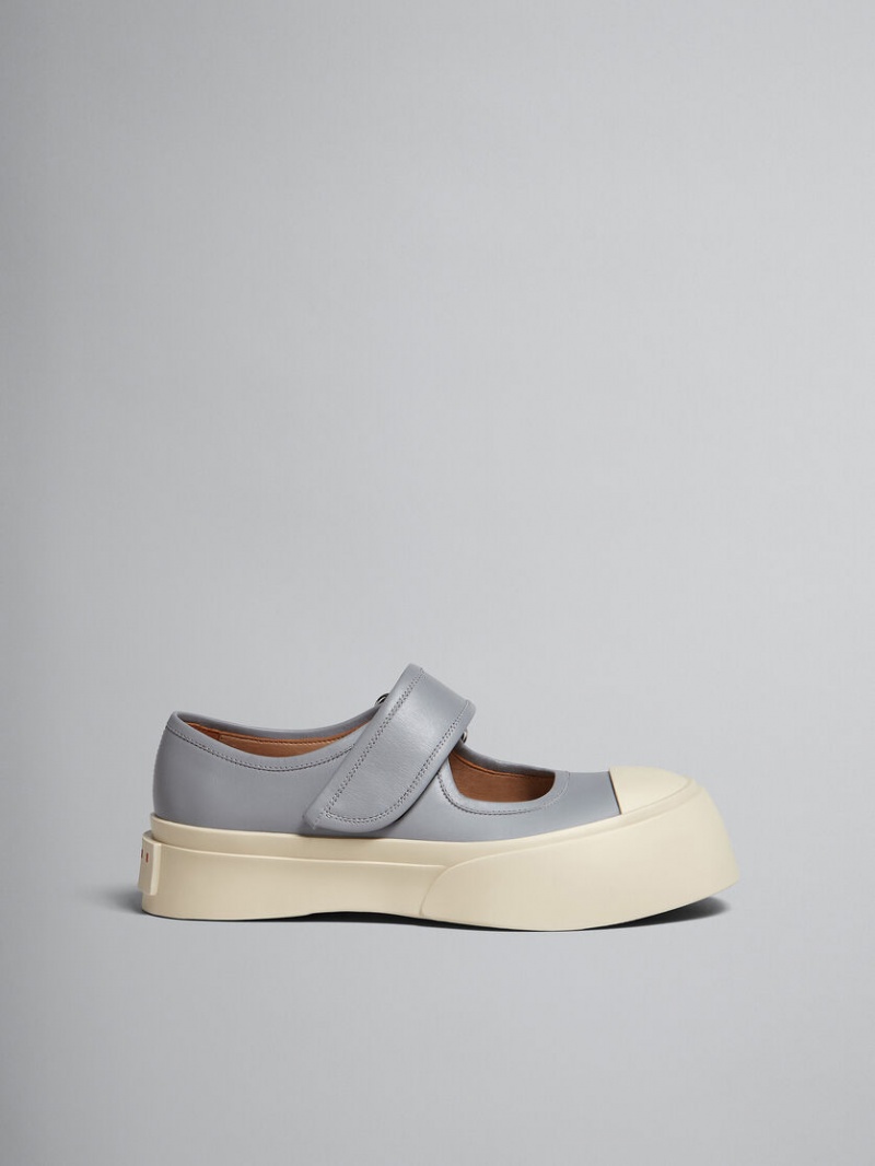 Marni Cuero Mary Jane Sneaker Grises | EMXVG67291