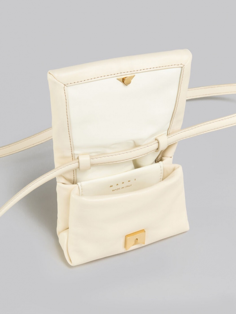 Marni Cuero Mini Prisma Pouch Blancos | FMXUI18131