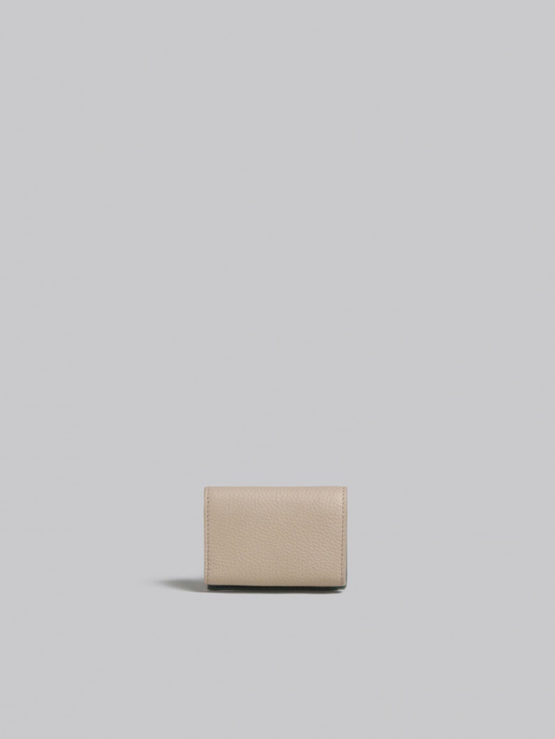 Marni Cuero Trifold Venice Wallet With Marbled Interior Marrom Claro | MXEAH93945