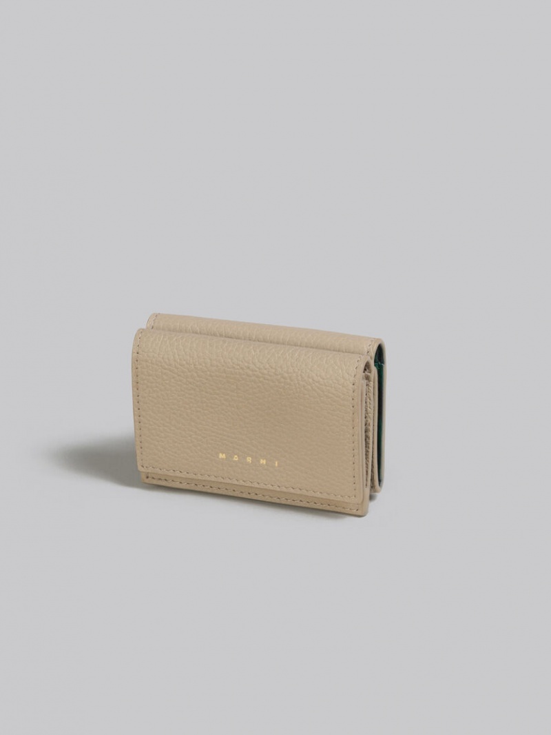 Marni Cuero Trifold Venice Wallet With Marbled Interior Marrom Claro | MXEAH93945