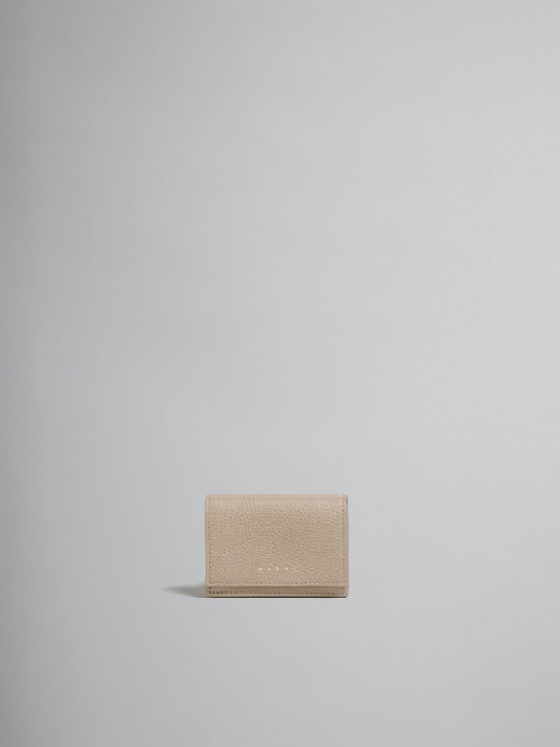 Marni Cuero Trifold Venice Wallet With Marbled Interior Marrom Claro | MXEAH93945