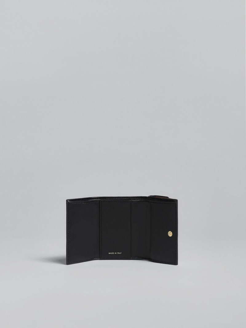 Marni Cuero Tri-fold Wallet Azules Blancos Marrom | MXJVR66157