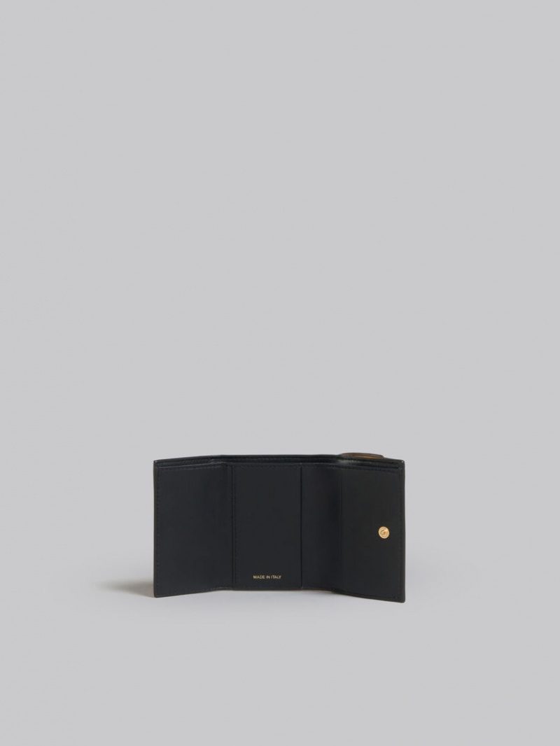 Marni Cuero Tri-fold Wallet Marrom Blancos Naranjas | AMXWC22713