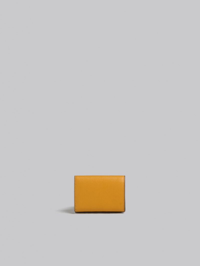 Marni Cuero Tri-fold Wallet Marrom Blancos Naranjas | AMXWC22713