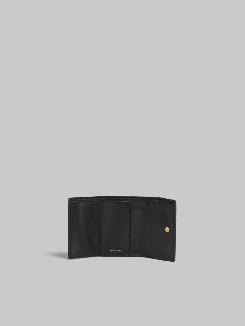 Marni Cuero Tri-fold Wallet Marrom Rosas Vino | GMXUC41283