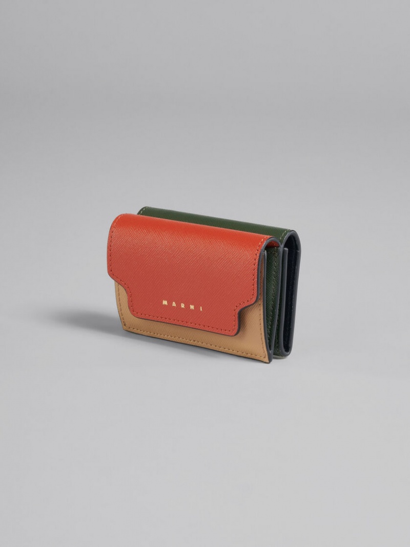 Marni Cuero Tri-fold Wallet Marrom | ZMXMJ98034