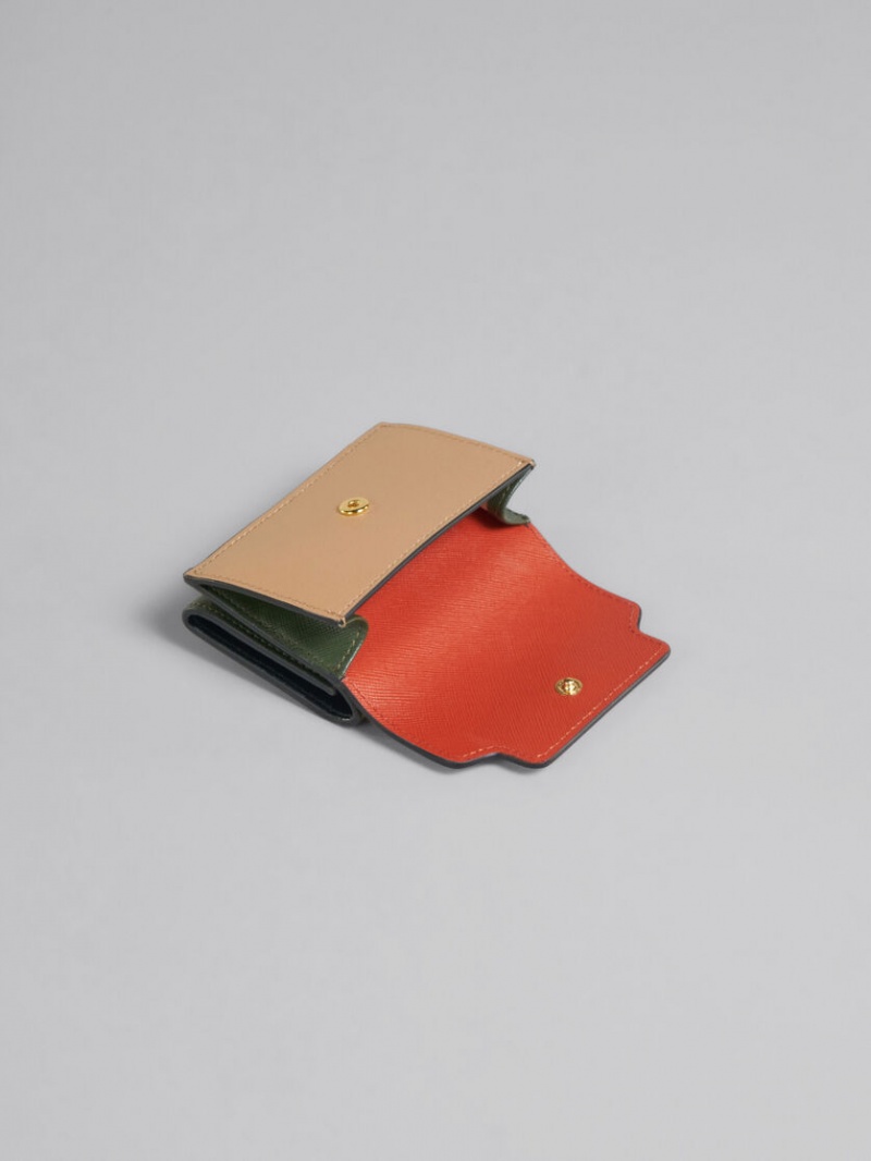 Marni Cuero Tri-fold Wallet Marrom | ZMXMJ98034