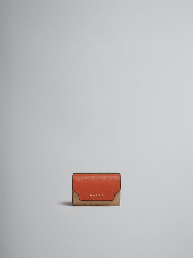 Marni Cuero Tri-fold Wallet Marrom | ZMXMJ98034