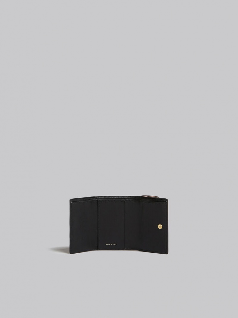 Marni Cuero Tri-fold Wallet Rosas Blancos Beige | MXZDE98705