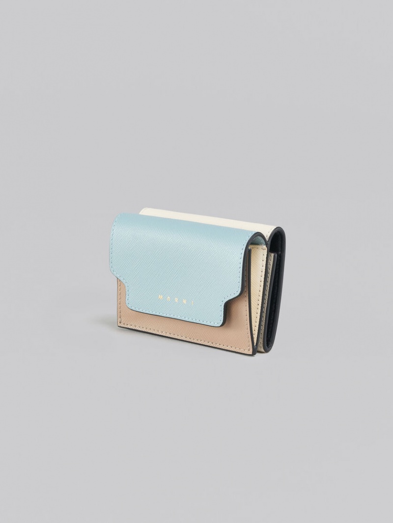 Marni Cuero Tri-fold Wallet Verdes Claro Beige Blancos | MXZPD52534
