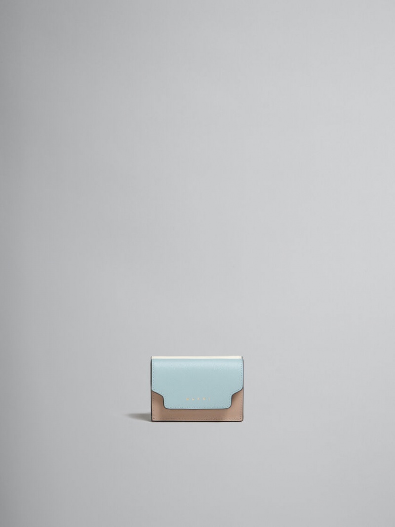 Marni Cuero Tri-fold Wallet Verdes Claro Beige Blancos | MXZPD52534