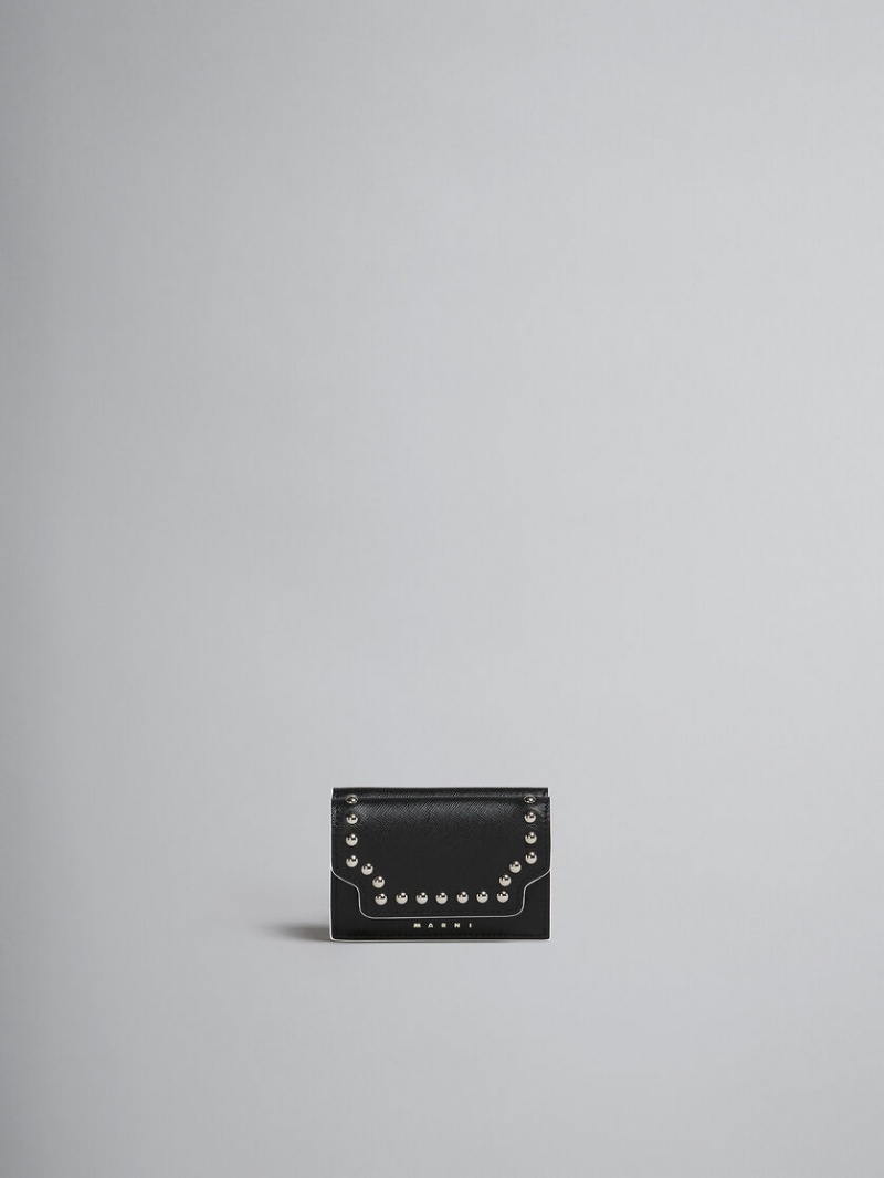 Marni Cuero Tri-fold Wallet With Studs Negros | MXCIF90905