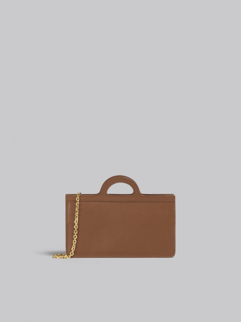 Marni Cuero Tropicalia Long Wallet With Chain Correa Marrom | AMXWC32562