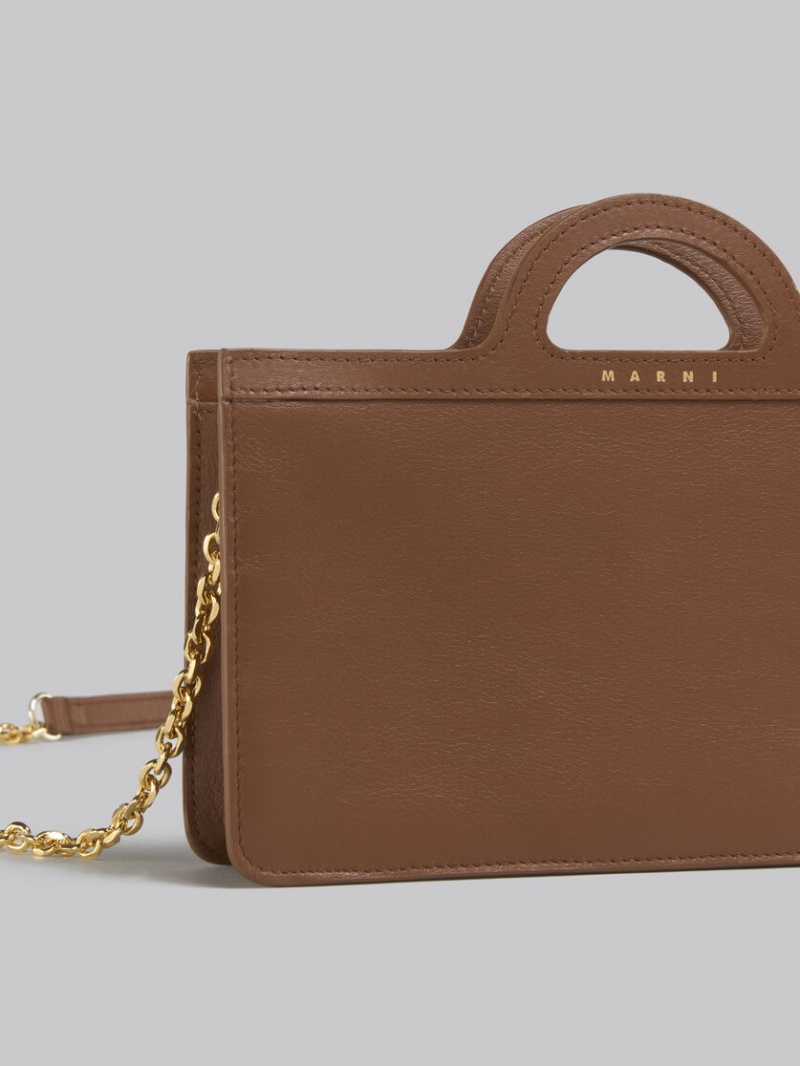 Marni Cuero Tropicalia Long Wallet With Chain Correa Marrom | AMXWC32562