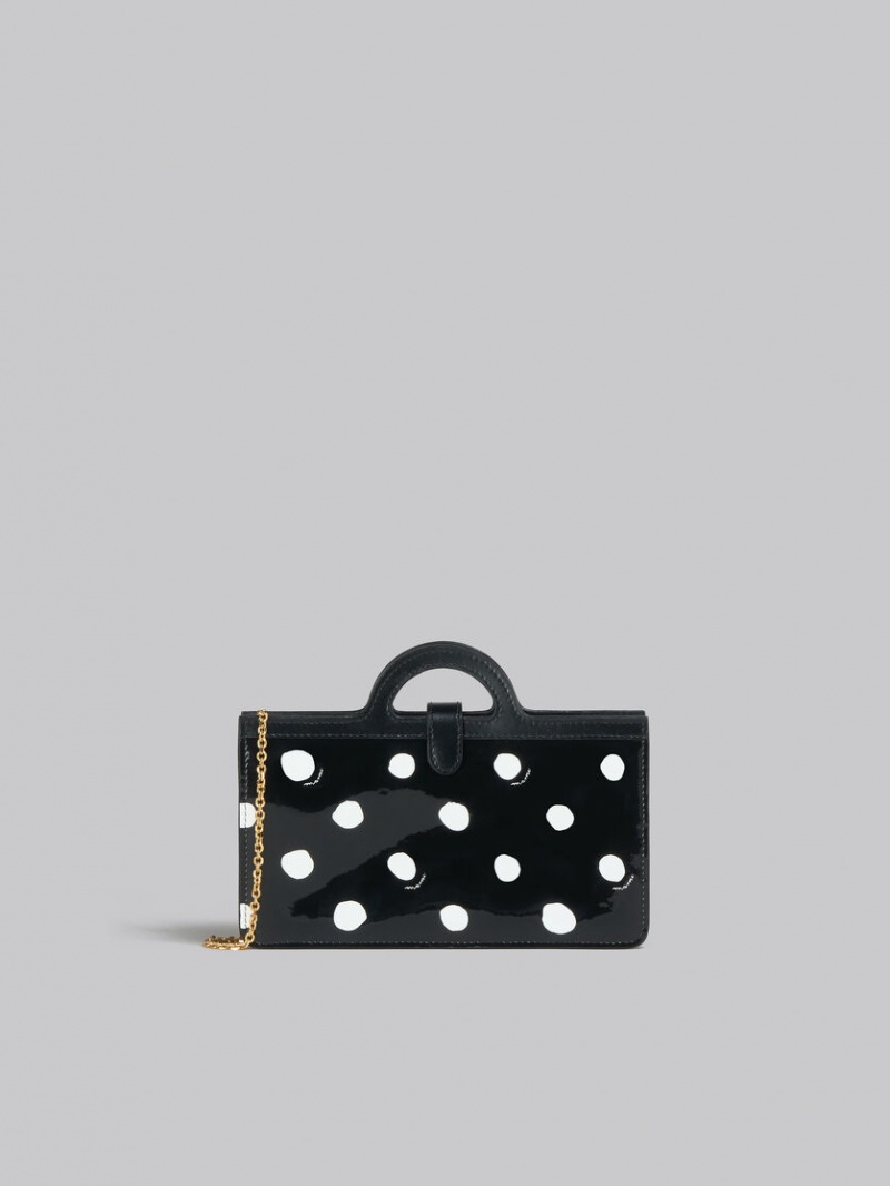 Marni Cuero Tropicalia Long Wallet With Chain Negros Blancos | MMXFT97366