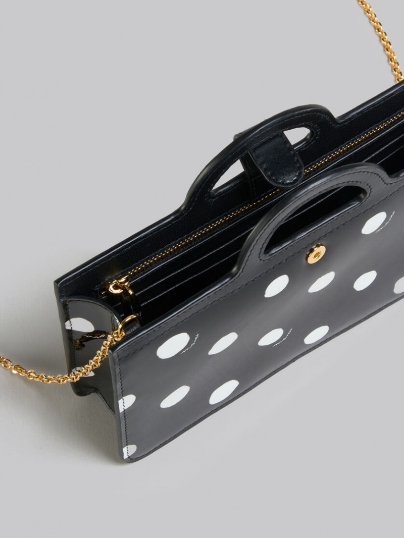 Marni Cuero Tropicalia Long Wallet With Chain Negros Blancos | MMXFT97366