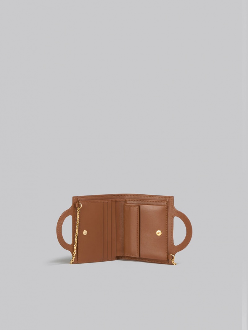 Marni Cuero Tropicalia Wallet With Chain Correa Marrom | EMXHC10699