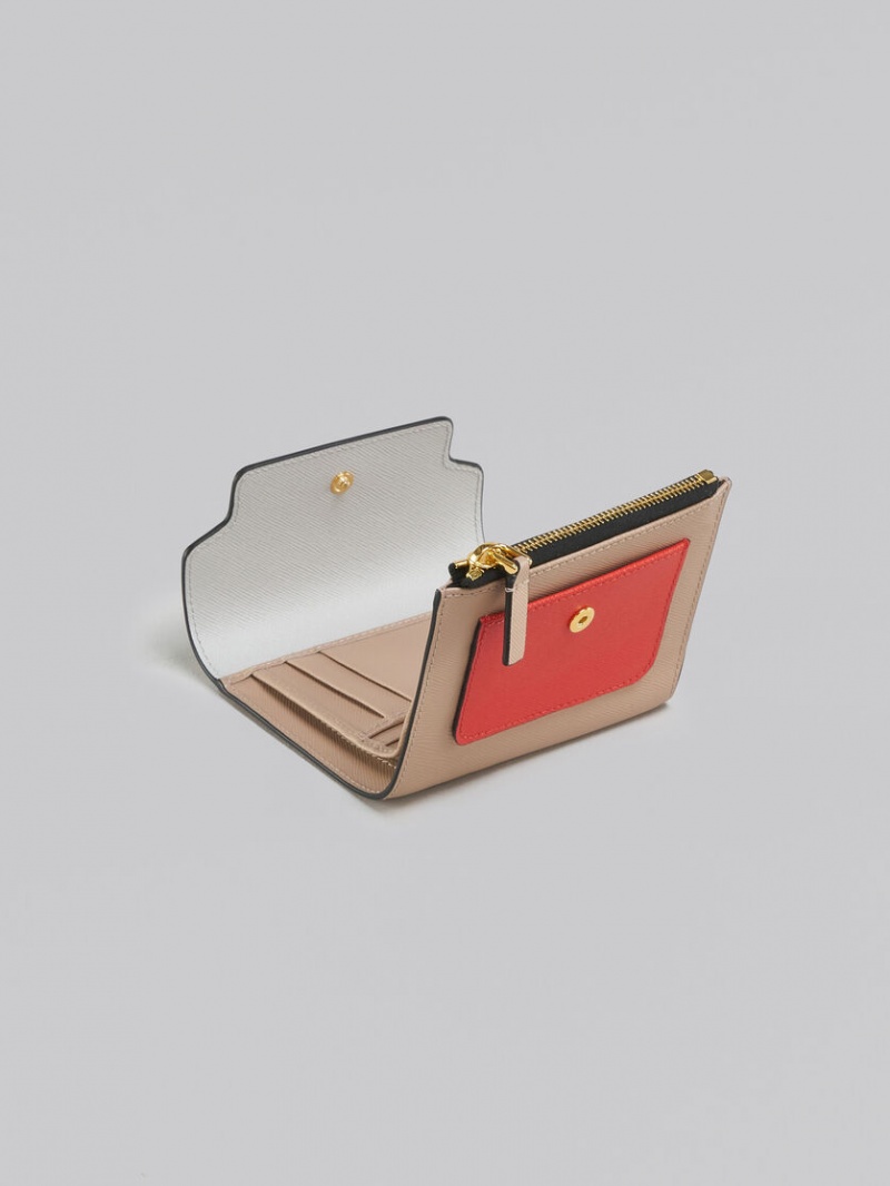 Marni Cuero Wallet Naranjas Blancos Beige | MXZPD70206