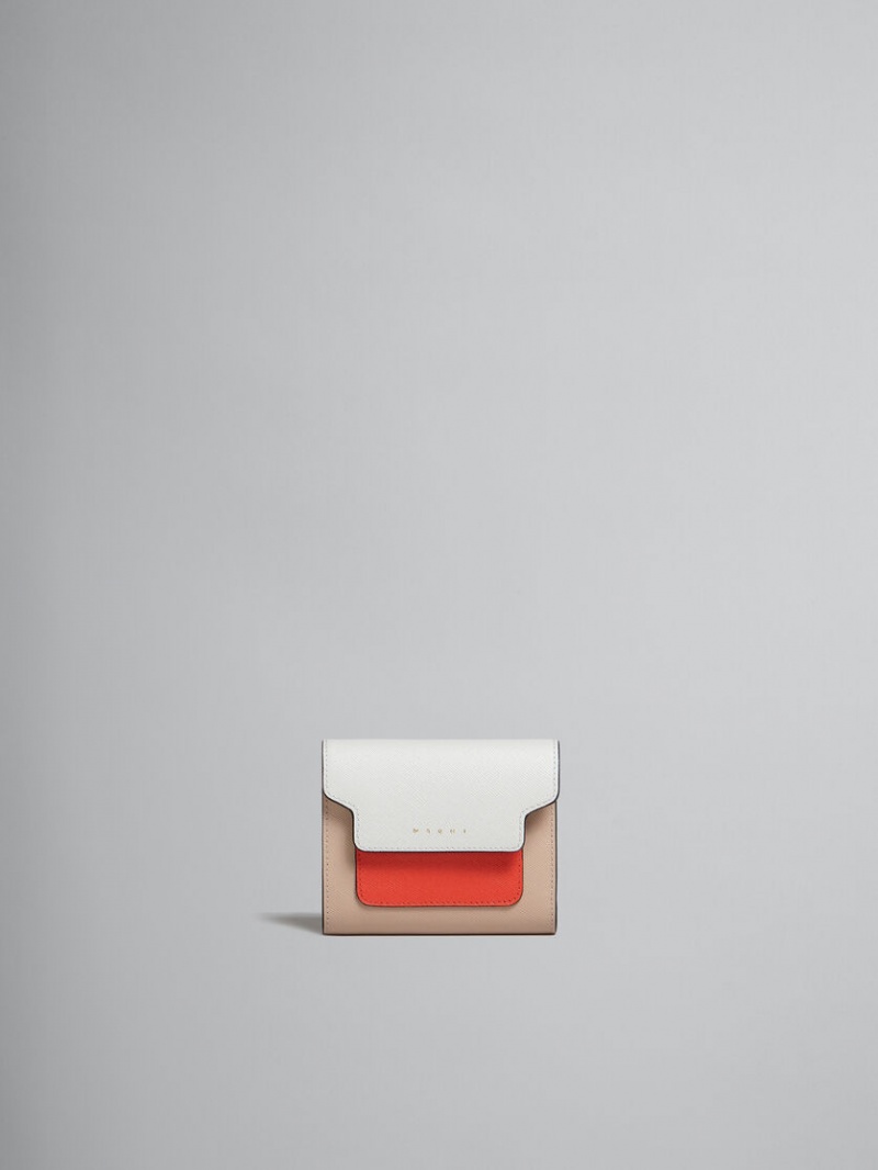 Marni Cuero Wallet Naranjas Blancos Beige | MXZPD70206