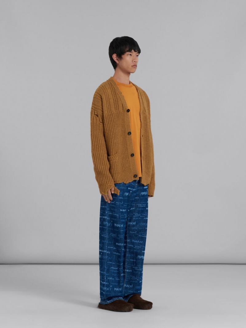 Marni Denim Directo Trousers With Mega Marni Print Azules | MMXFT59541
