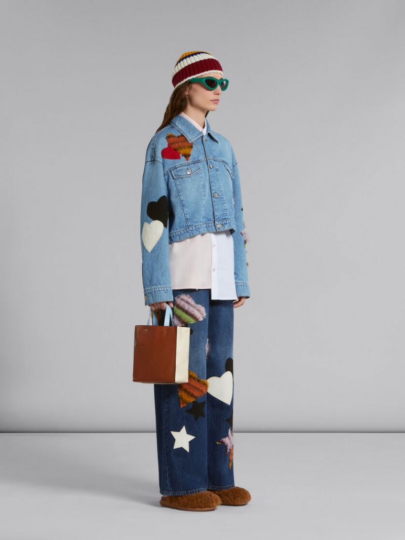 Marni Denim Jacket With Patches Azules | MXDFL21672