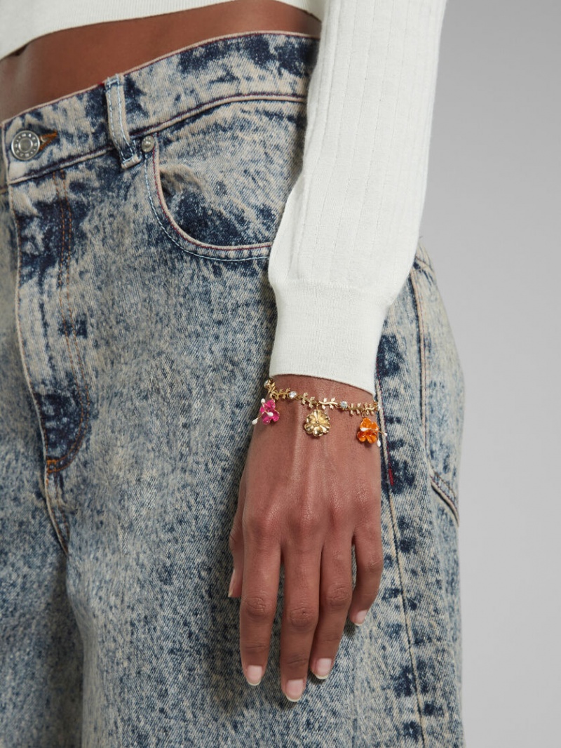 Marni Enamelled Flower Charm Bracelet Flores | FMXUI48877