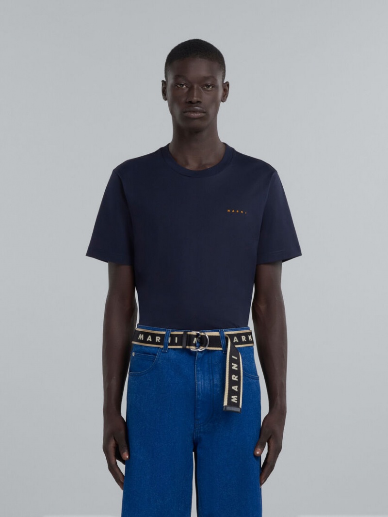 Marni Fabric Slider Belt With Logo Negros | MXXMI97400
