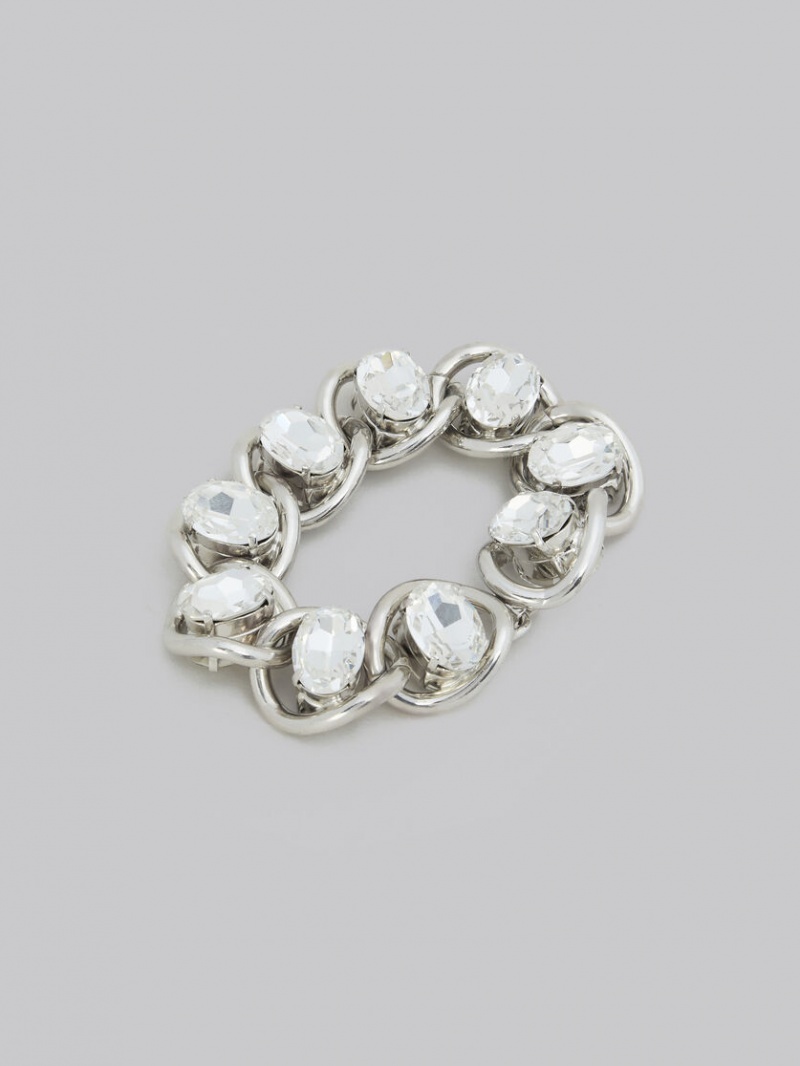 Marni Fornido Chain Bracelet With Rhinestones Plateados | ZMXNQ17553