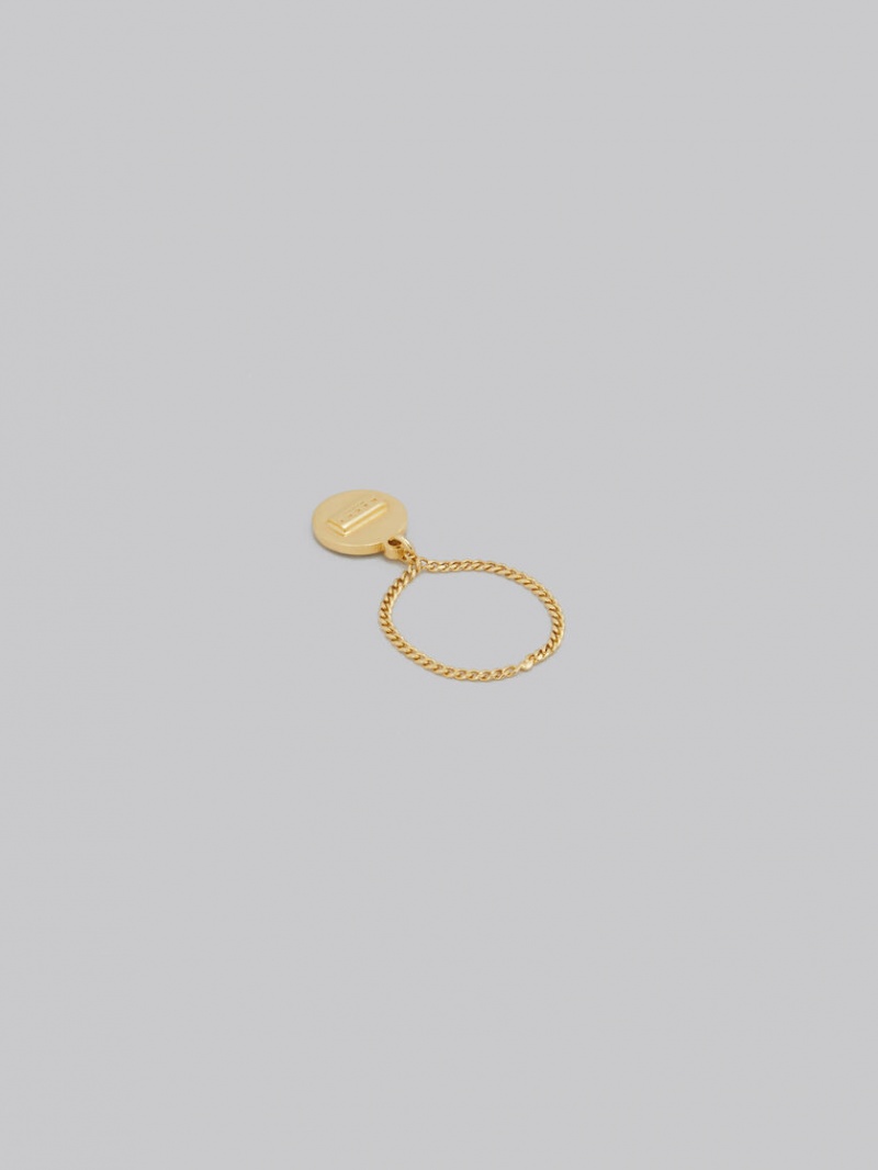 Marni Four-leaf Clover Chain Ring Dorados Verdes | BMXSO38596