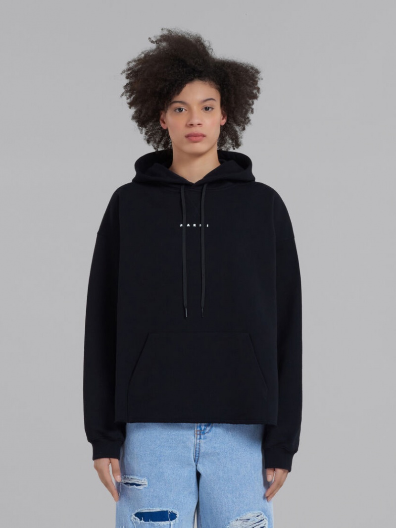 Marni Hoodie In Bio Algodon With Raw Cut Hem Negros | MXJVR40948