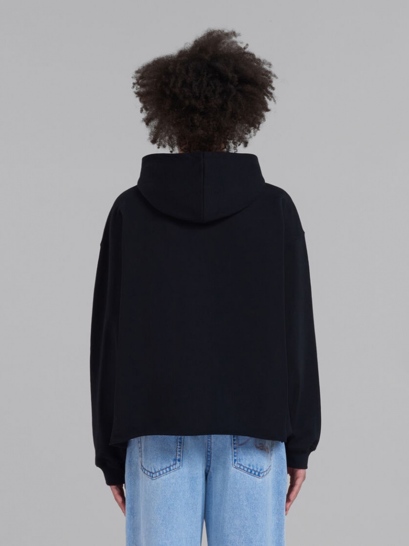 Marni Hoodie In Bio Algodon With Raw Cut Hem Negros | MXJVR40948