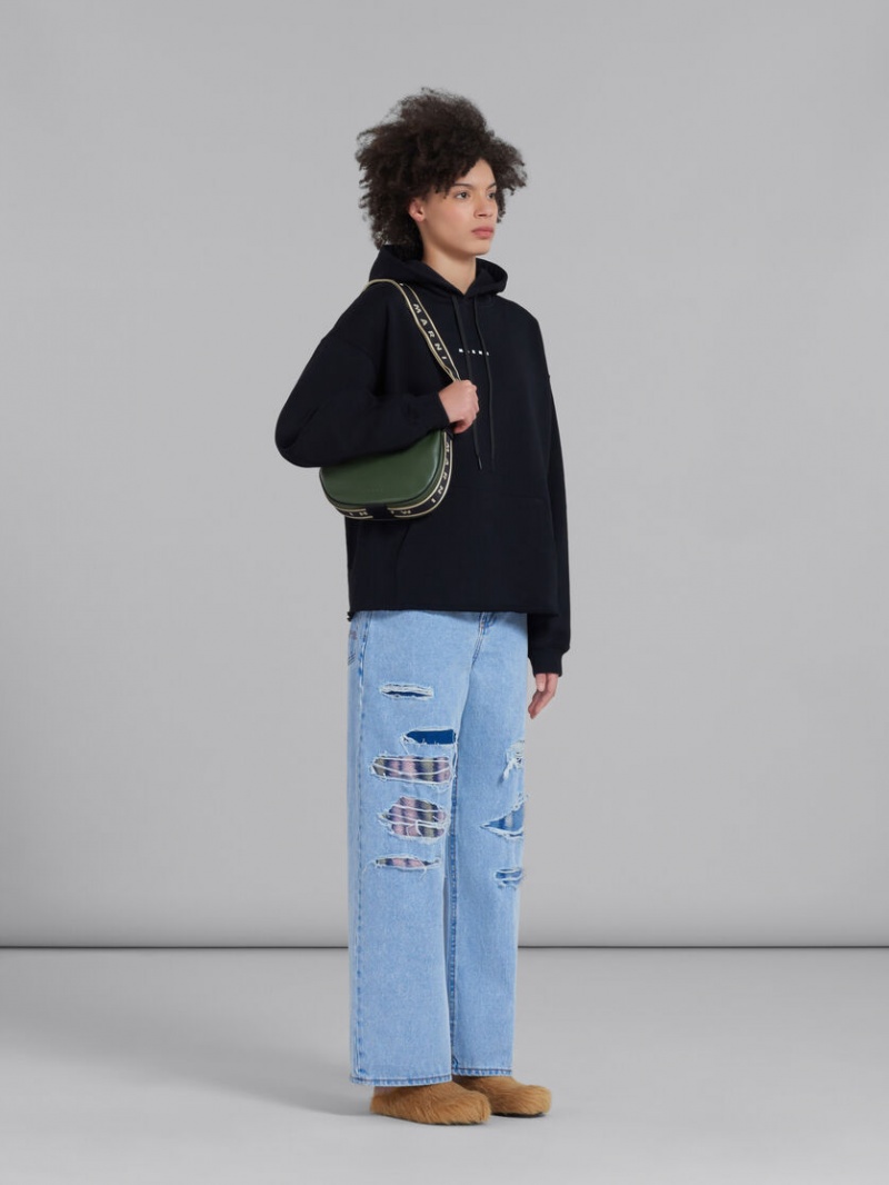 Marni Hoodie In Bio Algodon With Raw Cut Hem Negros | MXJVR40948