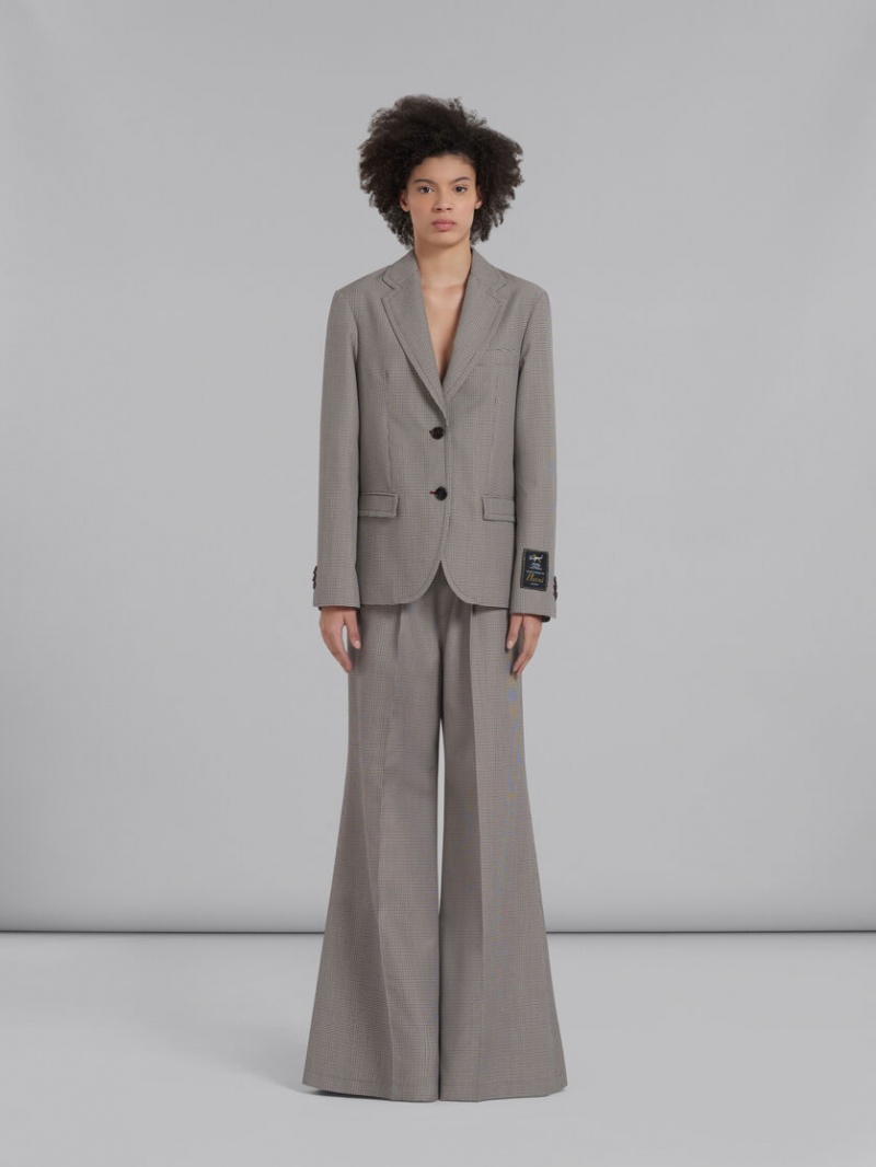 Marni Houndstooth Check Trousers With Logo Cintura Grises Rojos | MXJZR34679