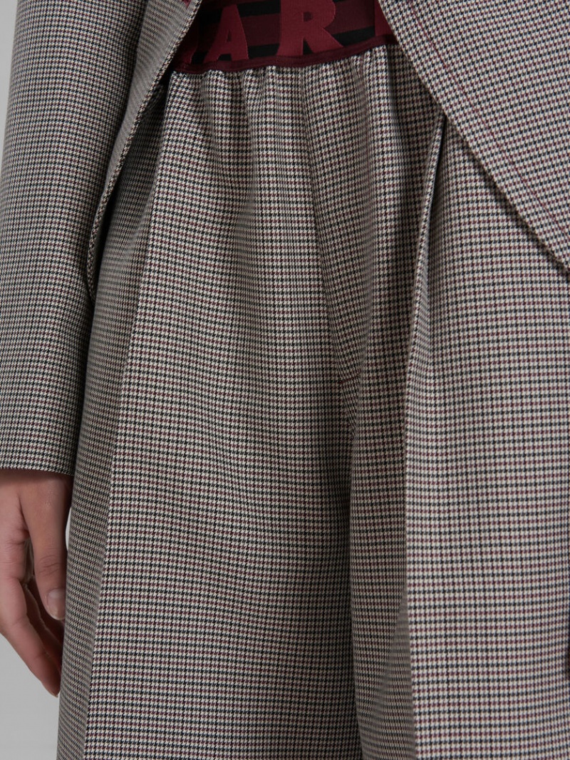 Marni Houndstooth Check Trousers With Logo Cintura Grises Rojos | MXJZR34679