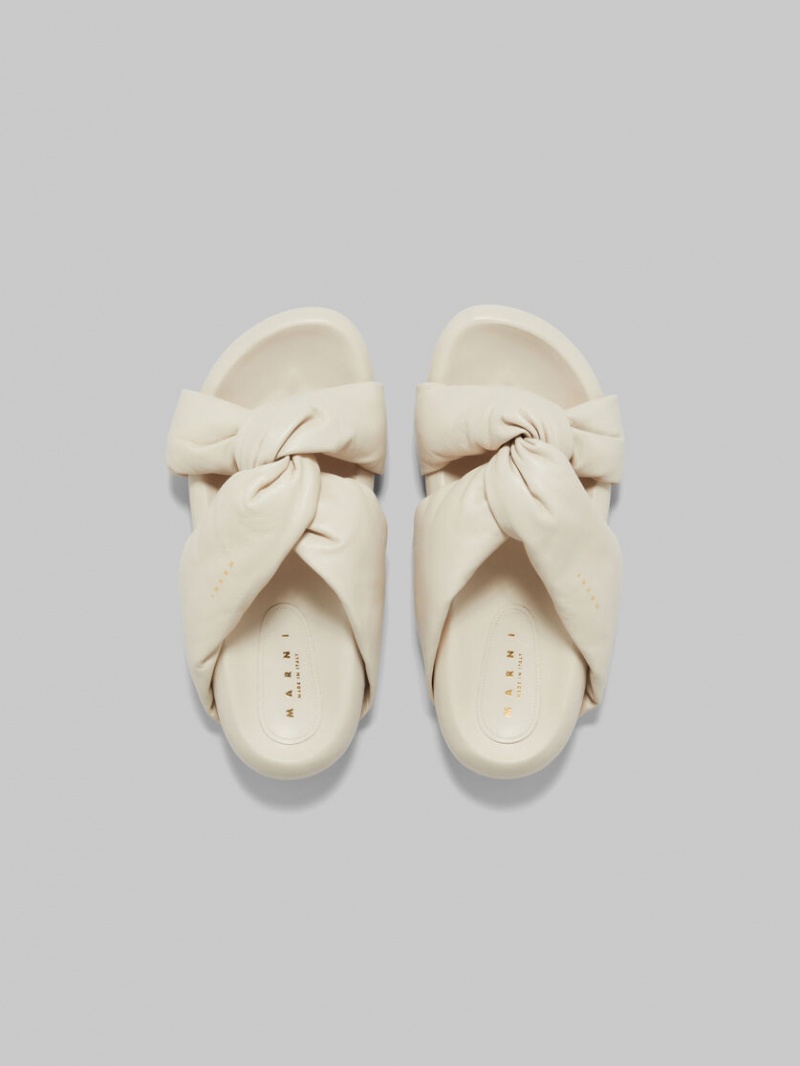 Marni Ivory Twisted Cuero Bubble Sandal Blancos | MXCIF95968