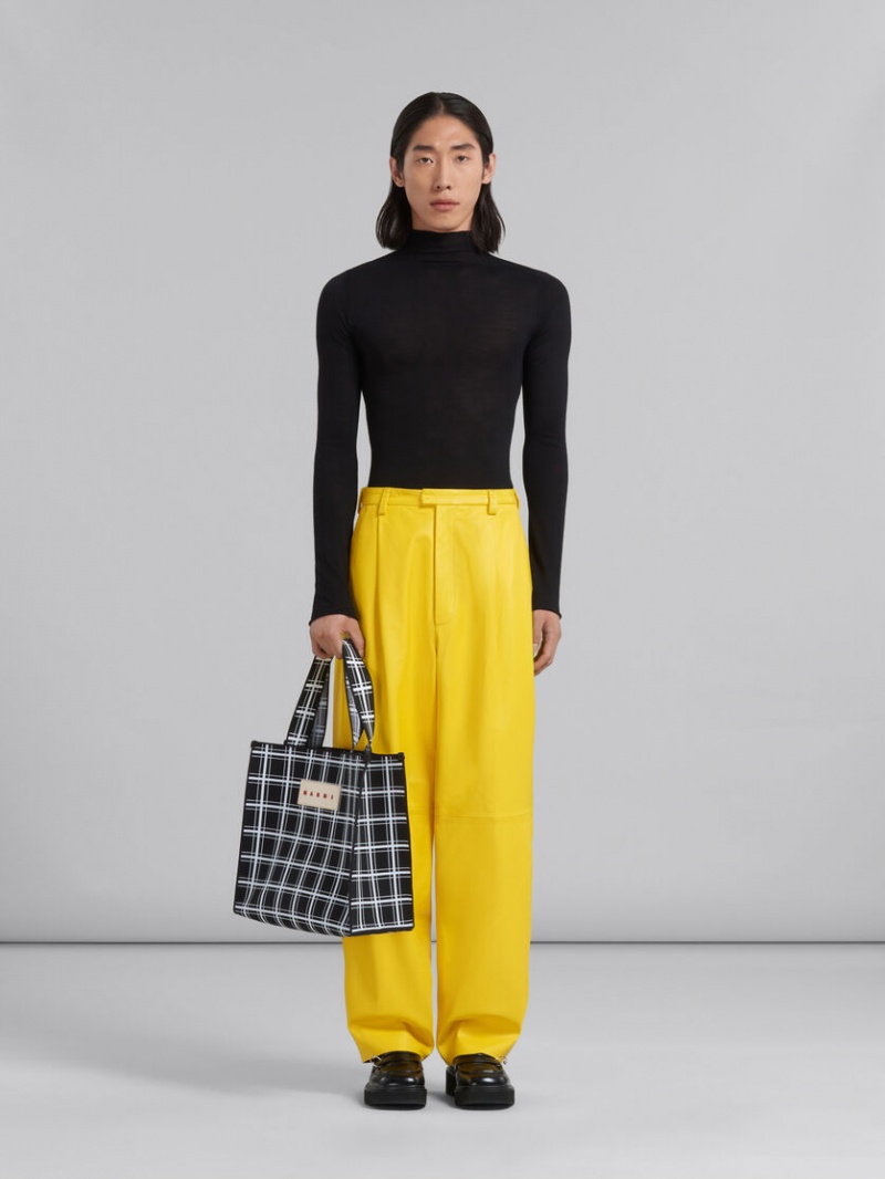 Marni Jacquard Check Shopper Negros Blancos | QMXUV52634