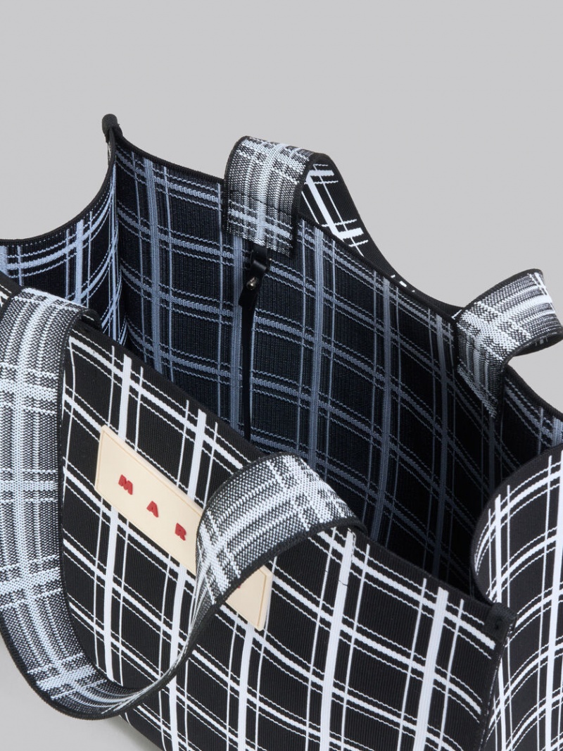 Marni Jacquard Check Shopper Negros Blancos | QMXUV52634