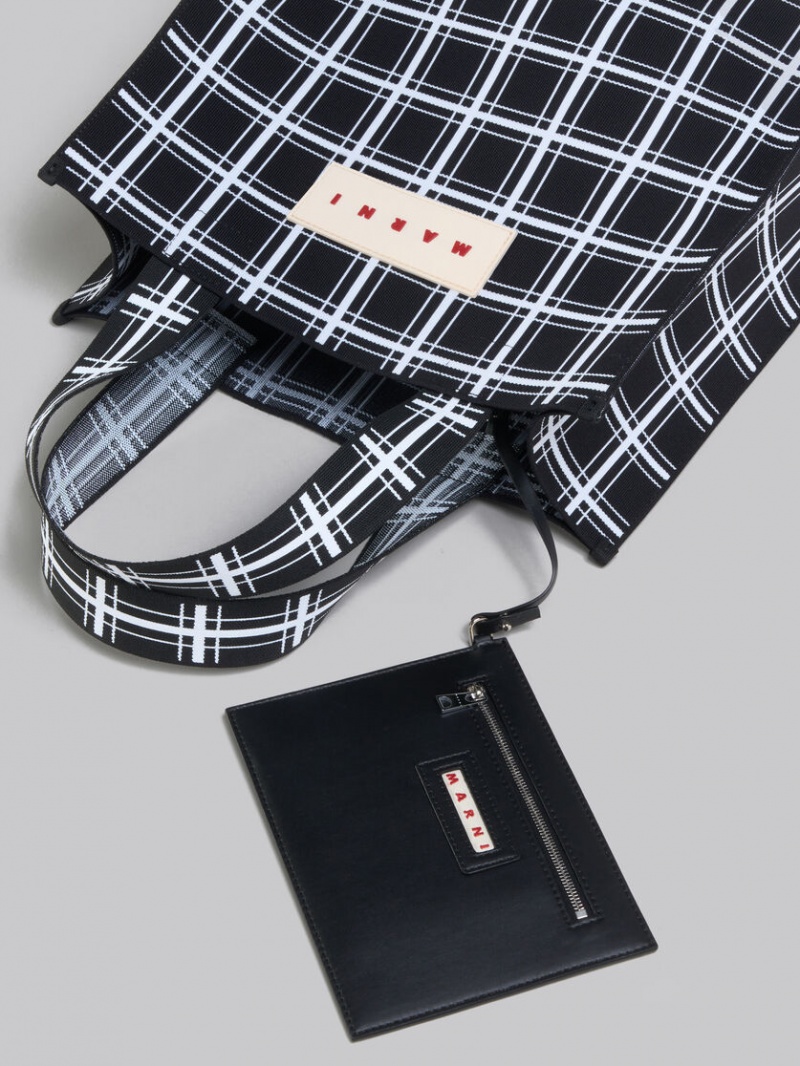 Marni Jacquard Check Shopper Negros Blancos | QMXUV52634