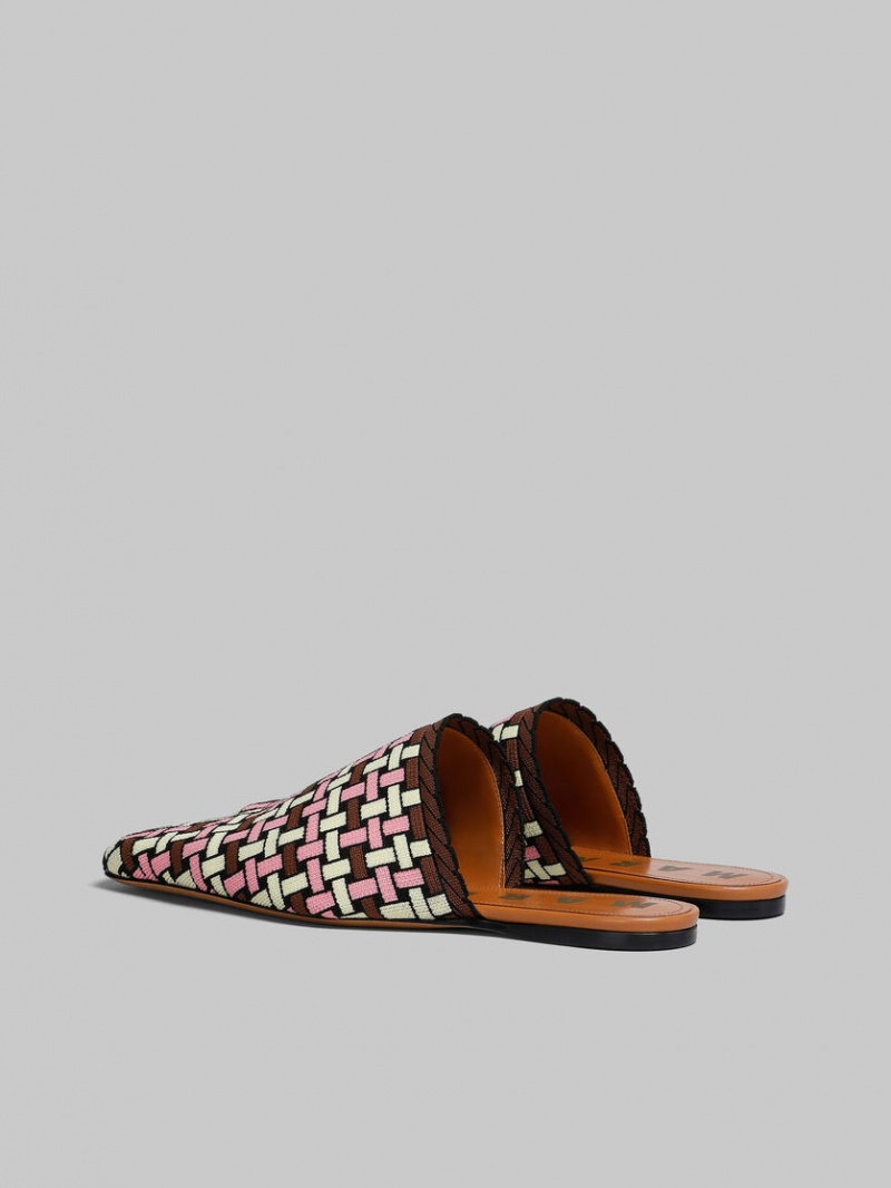 Marni Jacquard Mule Amarillos Claro Marrom Rosas | PMXER26492