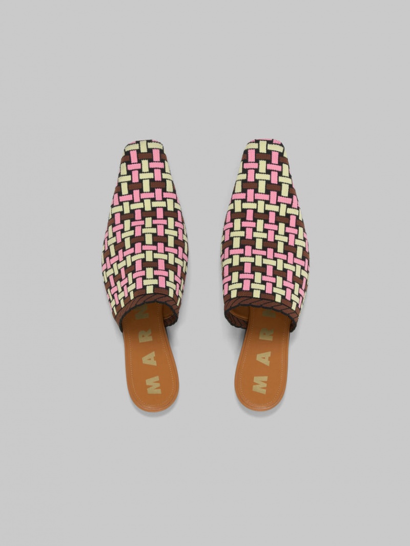 Marni Jacquard Mule Amarillos Claro Marrom Rosas | PMXER26492