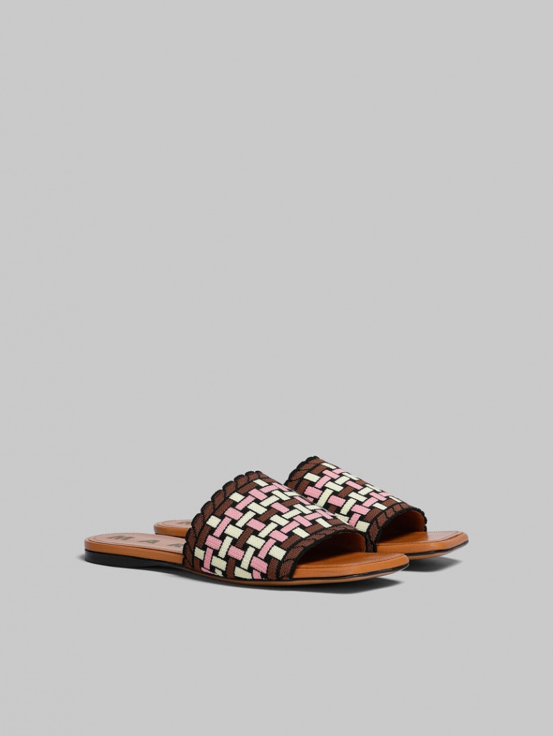 Marni Jacquard Sandal Amarillos Claro Marrom Rosas | MXXBR58218