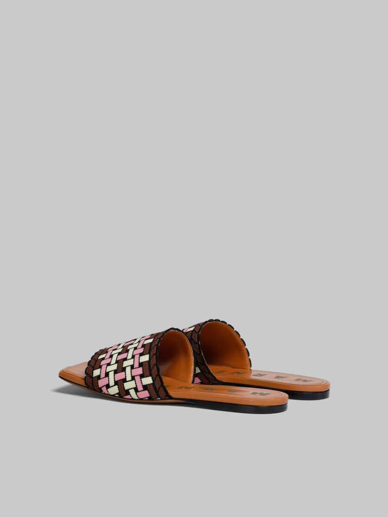 Marni Jacquard Sandal Amarillos Claro Marrom Rosas | MXXBR58218