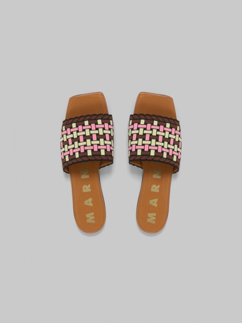 Marni Jacquard Sandal Amarillos Claro Marrom Rosas | MXXBR58218
