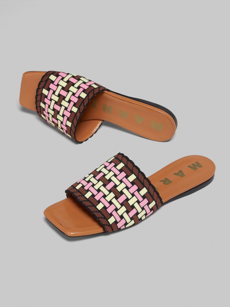 Marni Jacquard Sandal Amarillos Claro Marrom Rosas | MXXBR58218
