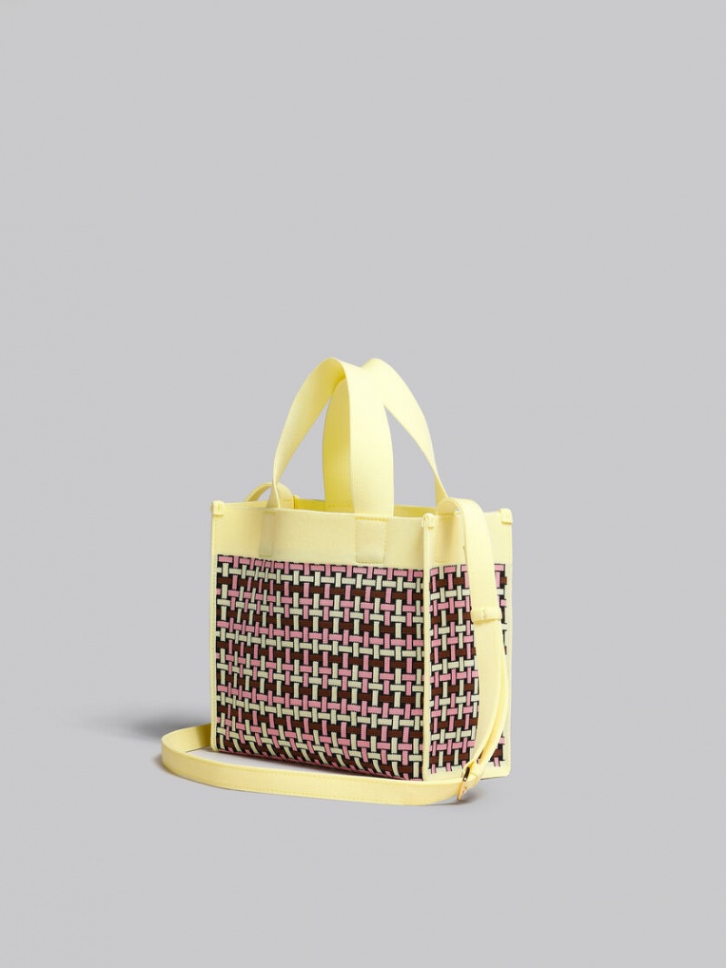 Marni Jacquard Shopper Amarillos Claro Marrom Rosas | QMXWA10315