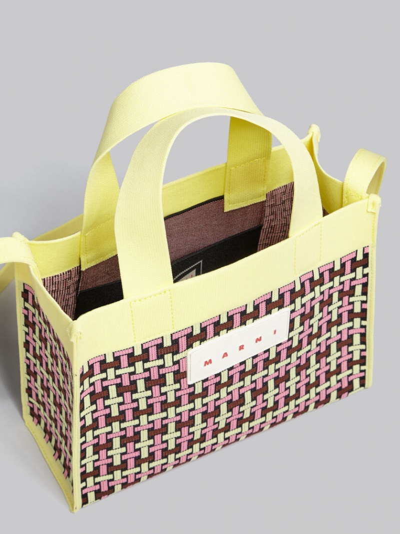 Marni Jacquard Shopper Amarillos Claro Marrom Rosas | QMXWA10315