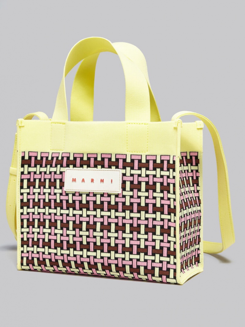 Marni Jacquard Shopper Amarillos Claro Marrom Rosas | QMXWA10315