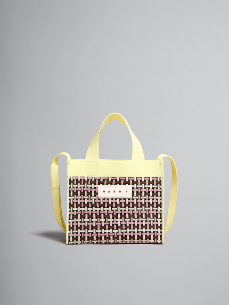 Marni Jacquard Shopper Amarillos Claro Marrom Rosas | QMXWA10315