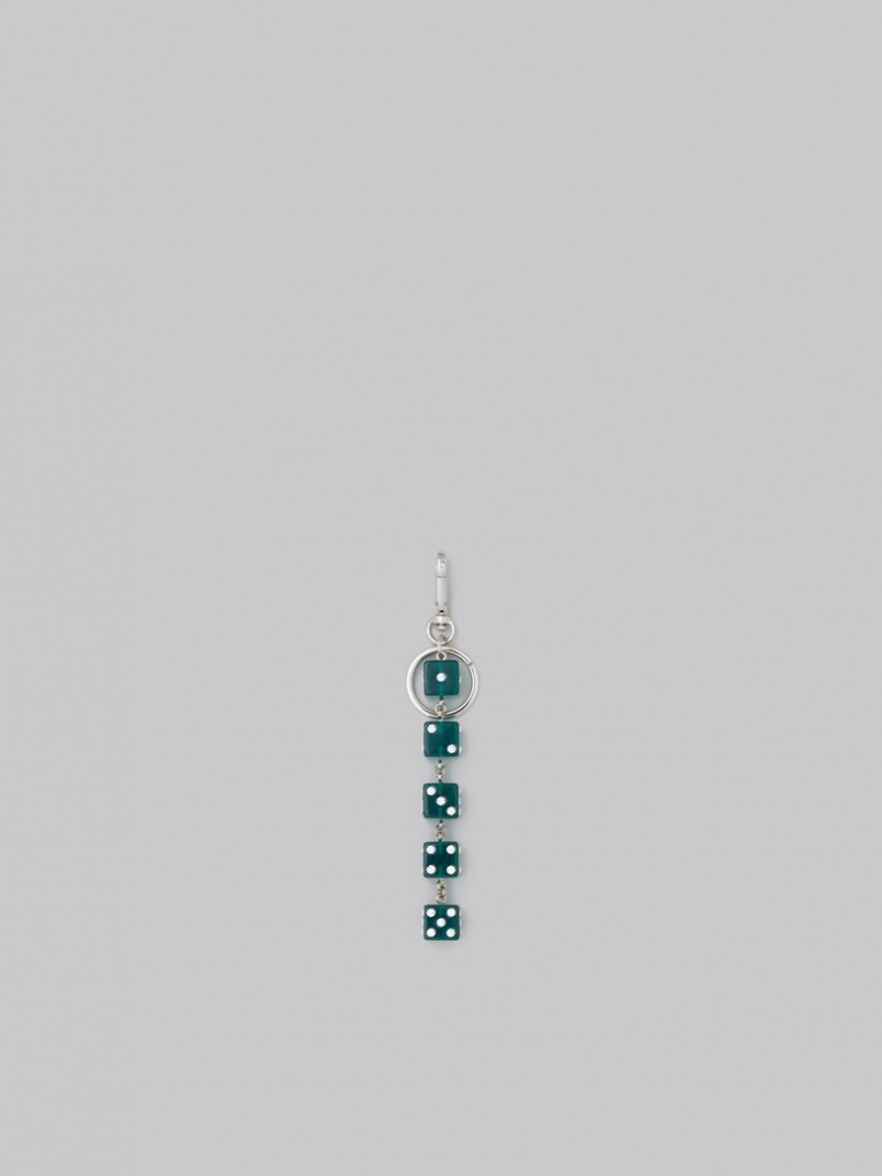 Marni Keyring With Rhinestone Dice Charms Verdes | MXJKU18147